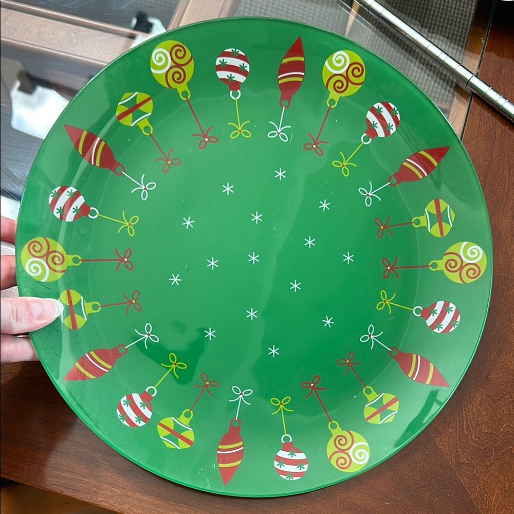Vintage Festive Green Holiday Plate